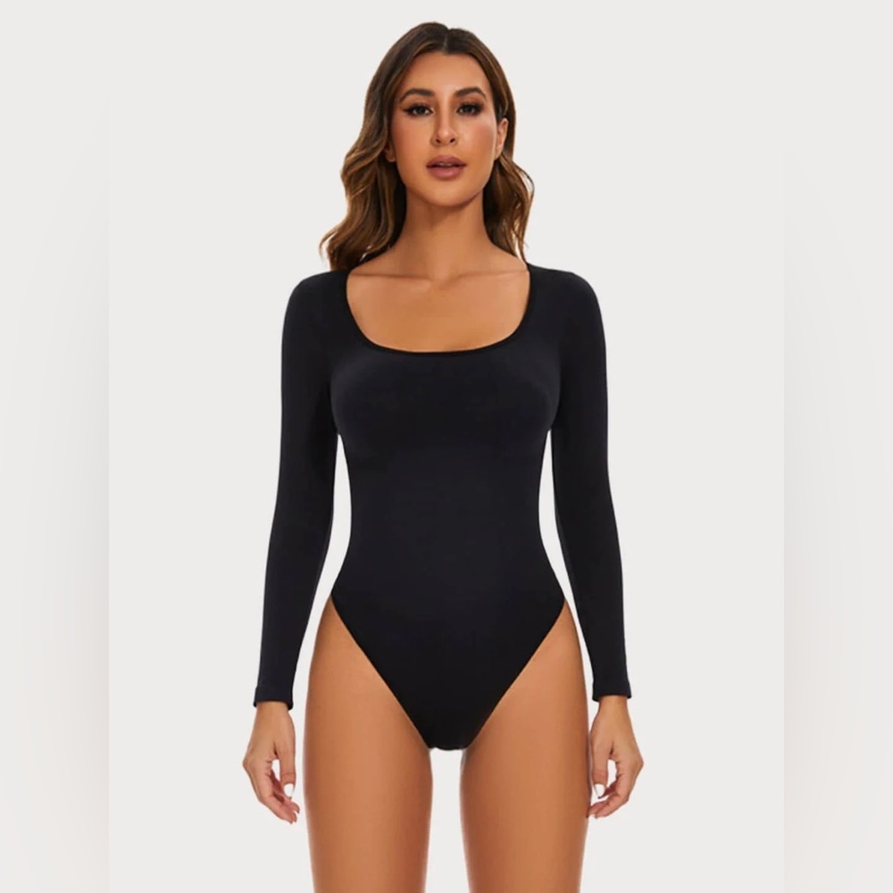 HeyShape Long Sleeve Thong Bodysuit in Black